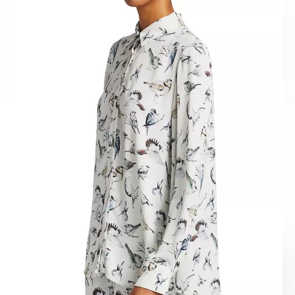 Lela Rose Birds Of A Feather Printed Long-Sleeve Blouse Size 14 - Picture 2 of 13